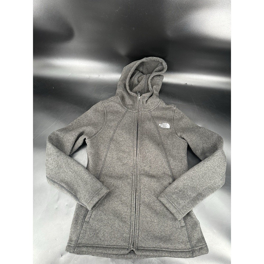 The North Face Hoodie Womens Small Gray Full Zip Standard Fit Embroidered Logo